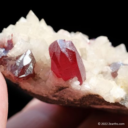 Hot Ruby Red Gem Cinnabar Twin on Dolomite from Chatian Mine, Hunan, China