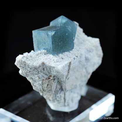 Blue Green Fluorite Crystals on Milky Quartz from Huanggang Mine, Chifeng, Inner Mongolia, China