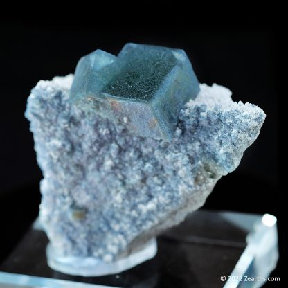 Blue Green Fluorite Crystals on Milky Quartz from Huanggang Mine, Chifeng, Inner Mongolia, China