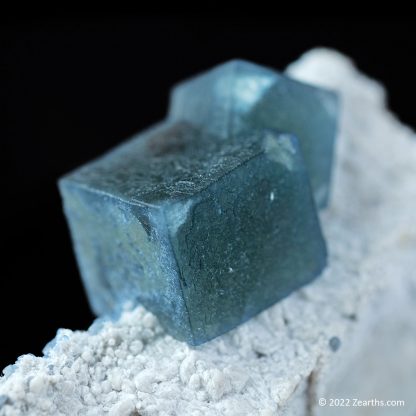 Blue Green Fluorite Crystals on Milky Quartz from Huanggang Mine, Chifeng, Inner Mongolia, China