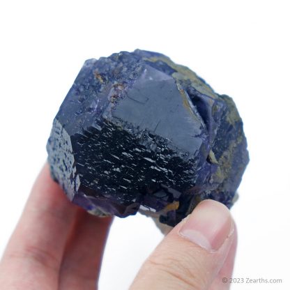 Large "Tanzanite Blue" Dodecahedral Fluorite Crystal with Calcite from Yongchun, Fujian, China