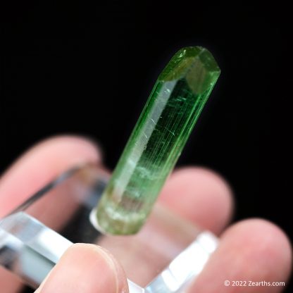 Well-Terminated Gem Green Tourmaline var. Elbaite Crystal from Paprok, Afghanistan